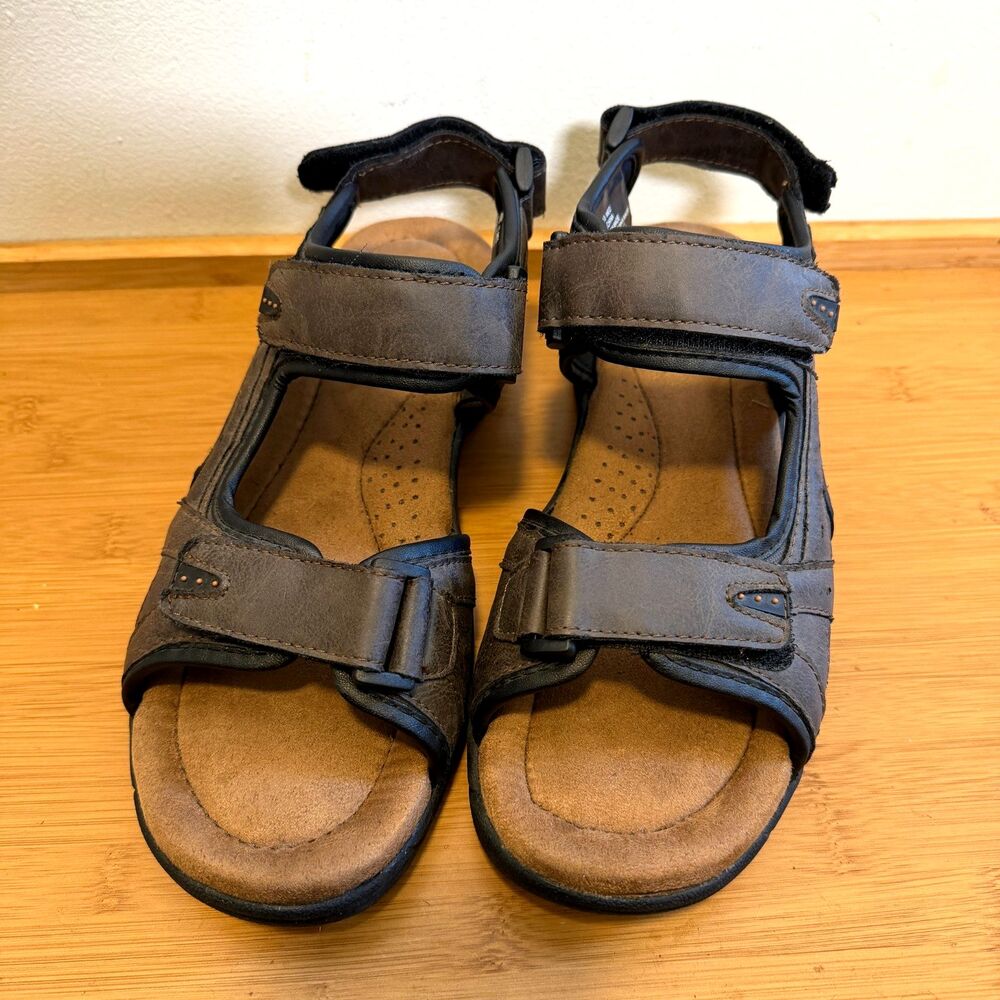 Croft & Barrow Mens 10M Brown Sport Sandals Hook Loop Comfort Walking